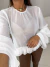 Blusa manga longa com transparência babados - off white - Amor de Peça - Looks Femininos Estilosos, Loja de Roupa Feminina Online
