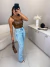 Calça jeans barra reta cintura alta - lavagem clara 23984 on internet