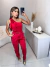 Calça alfaiataria cós alto acompanha cinto trabalhado - vermelho - loja online
