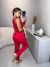 Calça alfaiataria cós alto acompanha cinto trabalhado - vermelho - comprar online