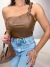 Blusa de couro com alça torcida - marrom - comprar online