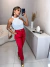 Calça alfaiataria cós alto acompanha cinto trabalhado - vermelho - Amor de Peça - Looks Femininos Estilosos, Loja de Roupa Feminina Online