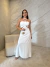 Vestido longo com amarração no pescoço e fenda na cintura - off white