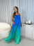 Vestido longo degrade frente única - azul - loja online