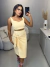 Conjunto de linho cropped e saia amarração - amarelo manteiga