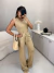 Conjunto de blusa regata e calça em tricot modal - Caramelo - comprar online