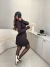 Saia plissada em tricot modal premium - marrom na internet