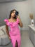 Vestido midi alfaiataria babados - rosa na internet