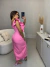 Vestido midi alfaiataria babados - rosa - comprar online
