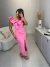 Vestido midi alfaiataria babados - rosa