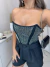 Cropped corset cravejado - preto