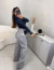 Calça wide leg com elastano - cinza na internet