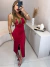 Vestido tomara que caia com fenda frontal - vermelho