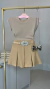 Short saia cós alto premium com cinto cravejado - nude - online store