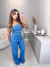 Macacão jeans tomara que caia botões frontal - lavagem média