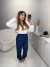 Calça cenoura alfaiataria com botões duplo - azul - comprar online
