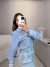 Camisa de linho manga longa com detalhes bordados - azul - loja online