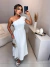 Vestido midi nula manga com alça em babados - branco na internet