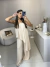 [DEFEITO #94] Macacão longo tomara que caia assimétrico - bege - Amor de Peça - Looks Femininos Estilosos, Loja de Roupa Feminina Online