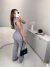 Calça em tricot modal longa - cinza na internet