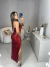 Vestido midi com fenda em paete - vermelho - Amor de Peça - Looks Femininos Estilosos, Loja de Roupa Feminina Online