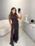 Vestido longo em tricot modal premium com super fenda frontal - marrom - comprar online