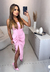 Vestido alcinha com fenda trapaceado e costa aberta - rosa