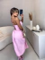 Vestido alcinha com fenda trapaceado e costa aberta - rosa na internet