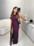 Vestido longo em tricot modal premium com super fenda frontal - burgundy