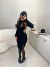 Image of Vestido manga longa tricot premium com fenda - preto