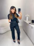 Blusa manguinha canelada assimétrica franzida - preto na internet
