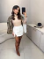 Short saia alfaiataria com fenda - off white - comprar online