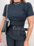 Blusa manguinha canelada assimétrica franzida - preto - comprar online