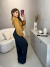 Body manga longa com drapeado frontal - marrom - online store