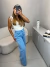 Calça jeans wide leg 100% algodão - azul 29000 - comprar online