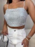 Cropped de alcinha decote reto com aplicação de brilho - off white - buy online