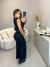 Saia midi com fenda - preto
