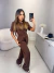 Conjunto comfort de calça moletinho e cropped 3/4 - marrom - comprar online