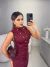 Imagem do Vestido midi regata franzido com fenda - bordô