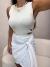 Blusa regata tricot premium com detalhe em recorte na cintura - creme - buy online