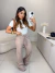 Calça em tricot modal longa - bege - buy online
