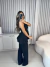 Conjunto alfaiafaria de blusa com babado assimétrico e calça - preto
