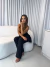 Imagem do Conjunto alfaiafaria de blusa com babado assimétrico e calça - preto