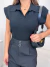 Blusa regata gola polo em tricot modal - preto - comprar online