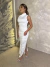 Vestido mídi regata franzido - off white - loja online