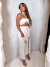 Conjunto de saia midi com fenda e cropped de amarração - branco - loja online