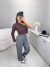 Blusa assimétrica canelada - marrom - loja online