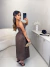 Vestido no tricoline com busto drapeado - marrom - Amor de Peça - Looks Femininos Estilosos, Loja de Roupa Feminina Online