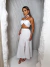 Conjunto de saia midi com fenda e cropped de amarração - branco - comprar online