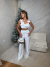 Cropped luxo com aplicações de flores 3d - off white - comprar online